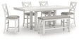 Robbinsdale 6-Piece Counter Height Dining Table and 4 Barstools and Bench (Counter Height Dining Extension Table, Counter Height Barstool, Counter Height Barstool, Counter Height Barstool, Counter Height Barstool, 49" Counter Height Dining Bench)