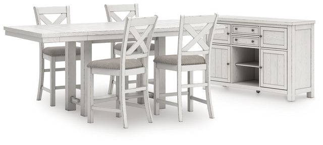 Robbinsdale 6-Piece Counter Height Dining Table and 4 Barstools with Storage (Counter Height Dining Extension Table, Counter Height Barstool, Counter Height Barstool, Counter Height Barstool, Counter Height Barstool, Dining Server)