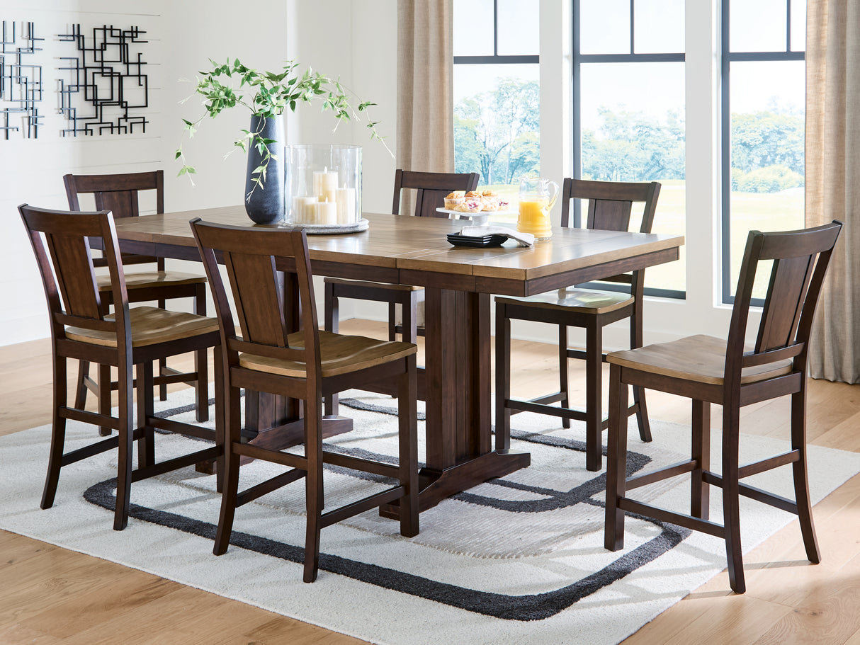 Rylandeen 7-Piece Counter Height Dining Table and 6 Barstools (Counter Height Dining Extension Table, Counter Height Barstool, Counter Height Barstool, Counter Height Barstool, Counter Height Barstool, Counter Height Barstool, Counter Height Barstool)