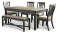 Tyler Creek Dining Table, 4 Chairs and Bench
