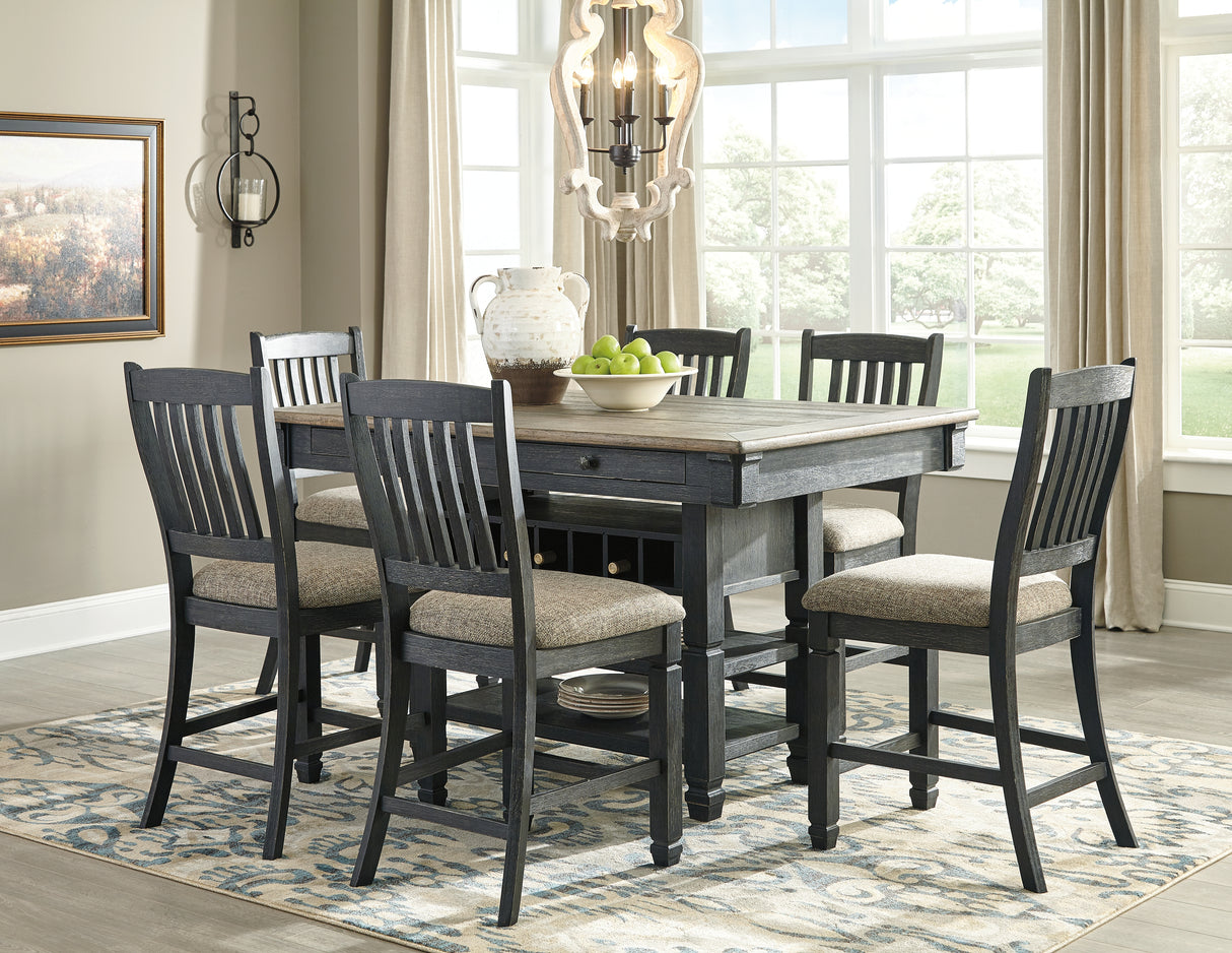 Tyler Creek 7-Piece Counter Height Dining Table and 6 Barstools (Counter Height Bar Stool, Counter Height Bar Stool, Counter Height Bar Stool, Counter Height Bar Stool, Counter Height Bar Stool, Counter Height Bar Stool, Counter Height Dining Table)