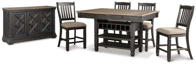 Tyler Creek Counter Height Dining Table and 4 Barstools with Server