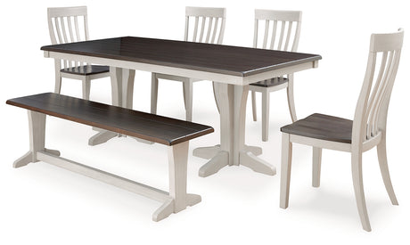 Darborn Dining Table, 4 Chairs and Bench