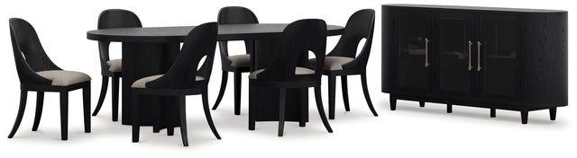 Rowanbeck 8-Piece Dining Table and 6 Chairs with Storage (Dining Table, Dining Chair, Dining Chair, Dining Chair, Dining Chair, Dining Chair, Dining Chair, Dining Server)