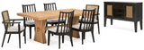 Galliden 8-Piece Dining Table and 6 Chairs with Storage (Dining Table, Dining Chair, Dining Chair, Dining Chair, Dining Chair, Dining Arm Chair, Dining Arm Chair, Dining Server)
