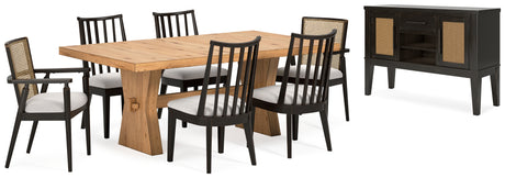 Galliden 8-Piece Dining Table and 6 Chairs with Storage (Dining Table, Dining Chair, Dining Chair, Dining Chair, Dining Chair, Dining Arm Chair, Dining Arm Chair, Dining Server)