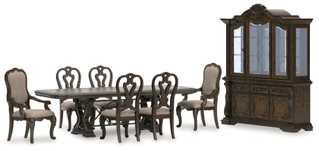 Maylee 10-Piece Dining Table and 6 Chairs with Storage (Dining Extension Table Base, Dining Extension Table Top, Dining Chair, Dining Chair, Dining Chair, Dining Chair, Dining Arm Chair, Dining Arm Chair, Dining Buffet, Dining Hutch)