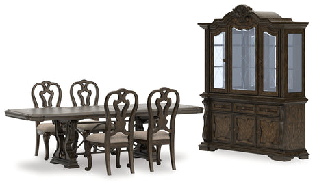 Maylee 8-Piece Dining Table and 4 Chairs with Storage (Dining Extension Table Base, Dining Extension Table Top, Dining Chair, Dining Chair, Dining Chair, Dining Chair, Dining Buffet, Dining Hutch)