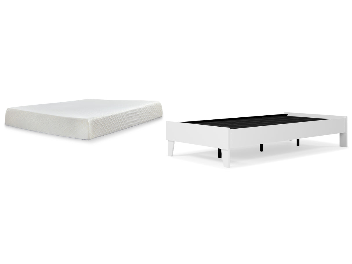 Piperton 2-Piece Twin Platform Bed with Mattress (Twin Platform Bed, 10 Inch Chime Memory Foam Twin Mattress in a Box)