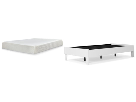 Piperton 2-Piece Twin Platform Bed with Mattress (Twin Platform Bed, 10 Inch Chime Memory Foam Twin Mattress in a Box)