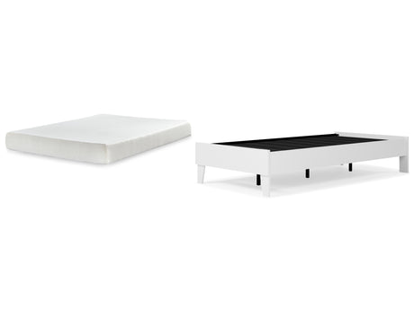 Piperton 2-Piece Twin Platform Bed with Mattress (Twin Platform Bed, Chime 8 Inch Memory Foam Twin Mattress in a Box)