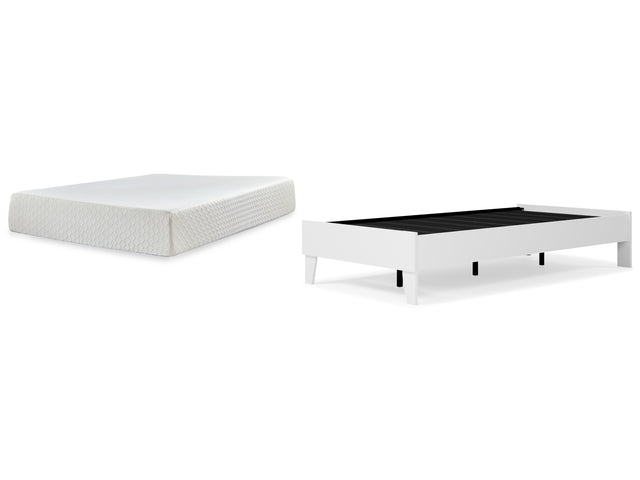 Piperton 2-Piece Twin Platform Bed with Mattress (Twin Platform Bed, Chime 12 Inch Memory Foam Twin Mattress in a Box)