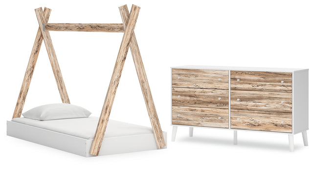 Piperton 2-Piece Twin Tent Bed with Dresser (Twin Tent Complete Bed in Box, Dresser)