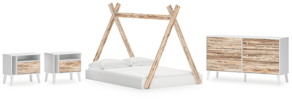 Piperton 4-Piece Full Tent Bed with Dresser and 2 Nightstands (Full Tent Complete Bed in Box, Dresser, Nightstand, Nightstand)