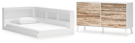 Piperton 3-Piece Twin Bookcase Storage Bed with Dresser (Twin Bookcase Storage with End Panel, Bookcase Storage with Side Rail, Dresser)