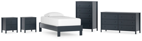Simmenfort 5-Piece Twin Platform Bed with Dresser, Chest and 2 Nightstands (Twin Platform Bed, Dresser, Chest of Drawers, Nightstand, Nightstand)