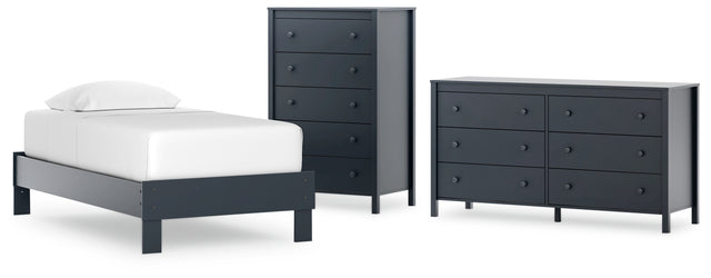 Simmenfort 3-Piece Twin Platform Bed with Dresser and Chest (Twin Platform Bed, Dresser, Chest of Drawers)