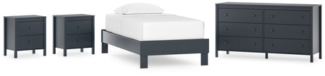 Simmenfort 4-Piece Twin Platform Bed with Dresser and 2 Nightstands (Twin Platform Bed, Dresser, Nightstand, Nightstand)