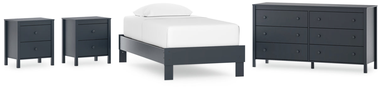 Simmenfort 4-Piece Twin Platform Bed with Dresser and 2 Nightstands (Twin Platform Bed, Dresser, Nightstand, Nightstand)