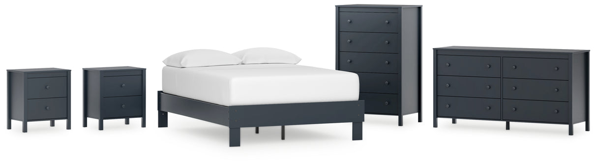 Simmenfort 5-Piece Full Platform Bed with Dresser, Chest and 2 Nightstands (Full Platform Bed, Dresser, Chest of Drawers, Nightstand, Nightstand)