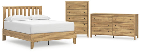 Bermacy 4-Piece Full Platform Panel Bed with Dresser and Chest (Full Platform Bed, Full Panel Headboard, Dresser, Chest of Drawers)