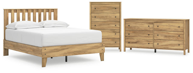 Bermacy 4-Piece Full Platform Panel Bed with Dresser and Chest (Full Platform Bed, Full Panel Headboard, Dresser, Chest of Drawers)