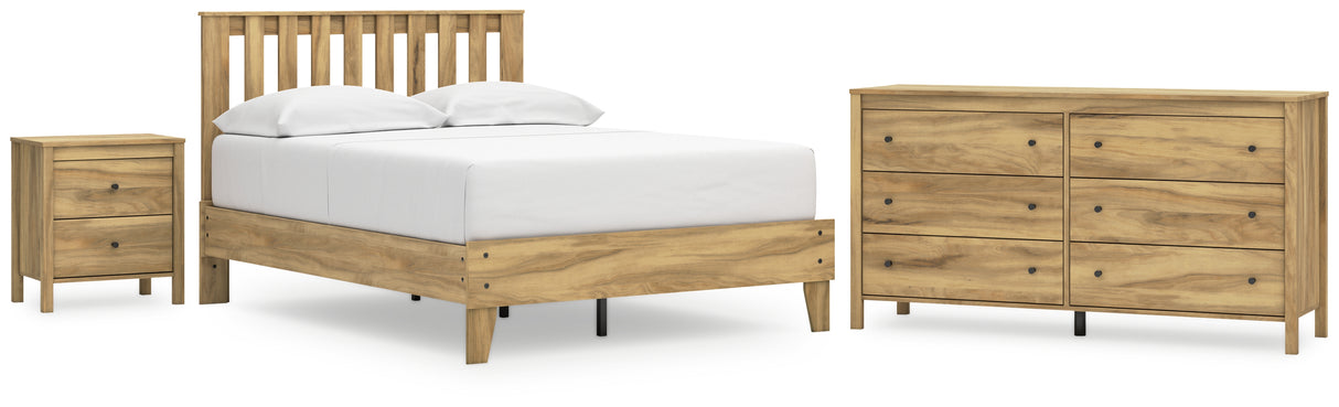 Bermacy 4-Piece Full Platform Panel Bed with Dresser and Nightstand (Full Platform Bed, Full Panel Headboard, Dresser, Nightstand)