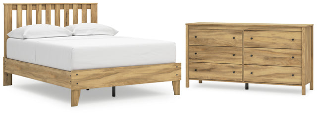 Bermacy 3-Piece Full Platform Panel Bed with Dresser (Full Platform Bed, Full Panel Headboard, Dresser)