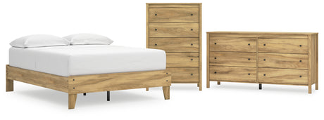 Bermacy 3-Piece Full Platform Bed with Dresser and Chest (Full Platform Bed, Dresser, Chest of Drawers)