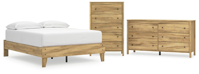 Bermacy 3-Piece Full Platform Bed with Dresser and Chest (Full Platform Bed, Dresser, Chest of Drawers)
