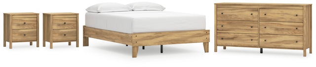 Bermacy 4-Piece Full Platform Bed with Dresser and 2 Nightstands (Full Platform Bed, Dresser, Nightstand, Nightstand)
