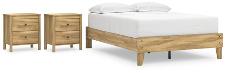 Bermacy 3-Piece Full Platform Bed with 2 Nightstands (Full Platform Bed, Nightstand, Nightstand)