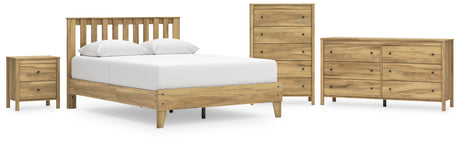 Bermacy 5-Piece Queen Platform Panel Bed with Dresser, Chest and Nightstand (Queen Platform Bed, Queen Panel Headboard, Dresser, Chest of Drawers, Nightstand)