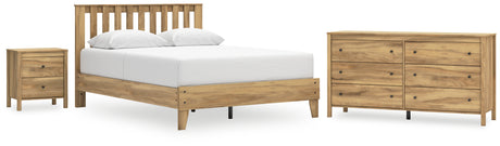 Bermacy 4-Piece Queen Platform Panel Bed with Dresser and Nightstand (Queen Platform Bed, Queen Panel Headboard, Dresser, Nightstand)