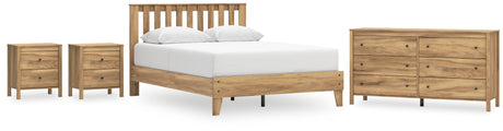 Bermacy 5-Piece Queen Platform Panel Bed with Dresser and 2 Nightstands (Queen Platform Bed, Queen Panel Headboard, Dresser, Nightstand, Nightstand)