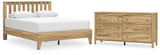 Bermacy 3-Piece Queen Platform Panel Bed with Dresser (Queen Platform Bed, Queen Panel Headboard, Dresser)