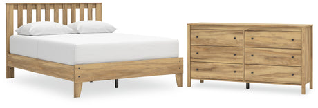 Bermacy 3-Piece Queen Platform Panel Bed with Dresser (Queen Platform Bed, Queen Panel Headboard, Dresser)