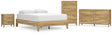 Bermacy 4-Piece Queen Platform Bed with Dresser, Chest and Nightstand (Queen Platform Bed, Dresser, Chest of Drawers, Nightstand)