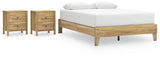 Bermacy 3-Piece Queen Platform Bed with 2 Nightstands (Queen Platform Bed, Nightstand, Nightstand)