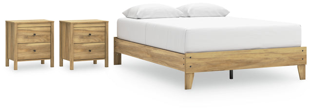 Bermacy 3-Piece Queen Platform Bed with 2 Nightstands (Queen Platform Bed, Nightstand, Nightstand)