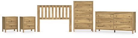 Bermacy 5-Piece Full Panel Headboard with Dresser, Chest and 2 Nightstands (Full Panel Headboard, Dresser, Chest of Drawers, Nightstand, Nightstand)