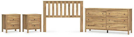 Bermacy 4-Piece Full Panel Headboard with Dresser and 2 Nightstands (Full Panel Headboard, Dresser, Nightstand, Nightstand)