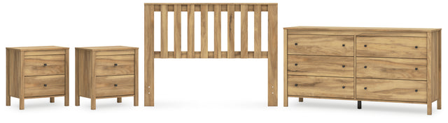 Bermacy 4-Piece Full Panel Headboard with Dresser and 2 Nightstands (Full Panel Headboard, Dresser, Nightstand, Nightstand)