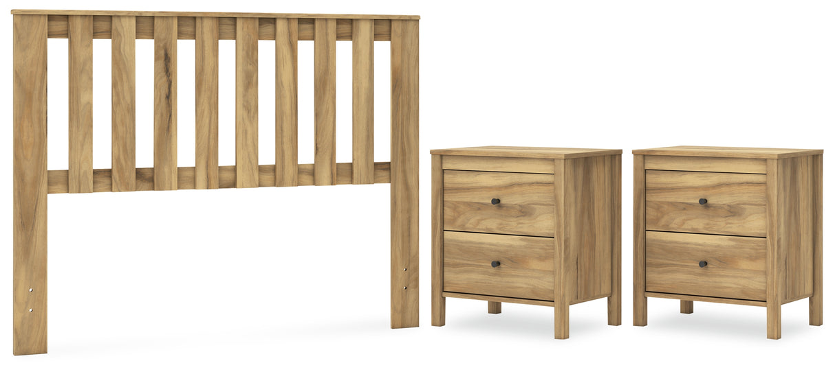 Bermacy 3-Piece Full Panel Headboard with 2 Nightstands (Full Panel Headboard, Nightstand, Nightstand)
