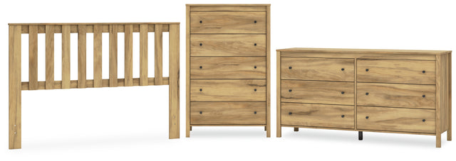 Bermacy 3-Piece Queen Panel Headboard with Dresser and Chest (Queen Panel Headboard, Dresser, Chest of Drawers)