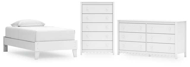 Hallityn 3-Piece Twin Platform Bed with Dresser and Chest (Twin Platform Bed, Dresser, Chest of Drawers)