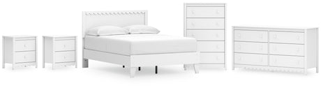 Hallityn 6-Piece Full Panel Platform Bed with Dresser, Chest and 2 Nightstands (Full Platform Bed, Full Panel Headboard, Dresser, Chest of Drawers, Nightstand, Nightstand)