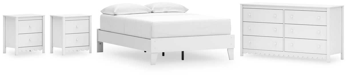 Hallityn 4-Piece Full Platform Bed with Dresser and 2 Nightstands (Full Platform Bed, Dresser, Nightstand, Nightstand)