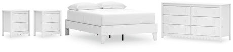 Hallityn 4-Piece Full Platform Bed with Dresser and 2 Nightstands (Full Platform Bed, Dresser, Nightstand, Nightstand)