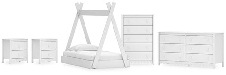 Hallityn 5-Piece Twin Tent Bed with Dresser, Chest and 2 Nightstands (Twin Tent Bed, Dresser, Chest of Drawers, Nightstand, Nightstand)